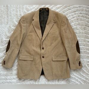 Vtg Lauren by Ralph Lauren Men's Taupe Corduroy Blazer with Suede elbow patches